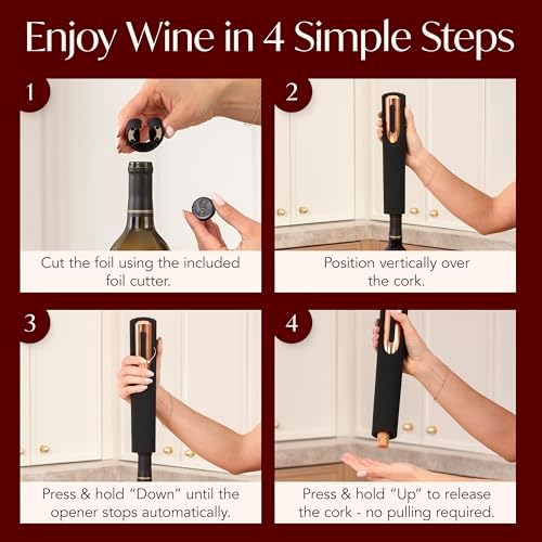 Rechargeable Electric Wine Bottle Opener - Charging Base and Foil
