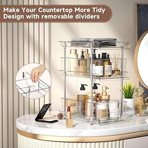 3 Tier Clear Bathroom Organizer with Dividers