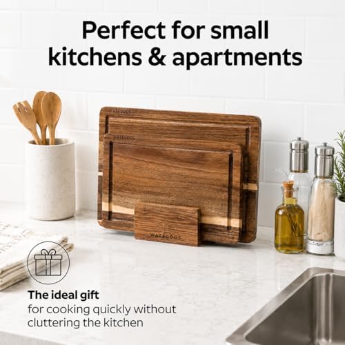 Acacia Wood Cutting Boards for Kitchen, Non-Toxic Cutting Board Set of
