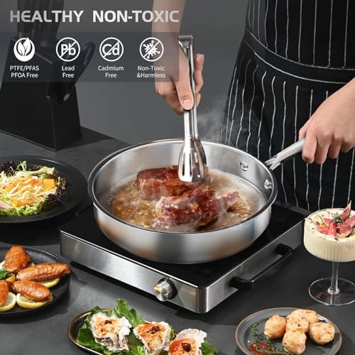 Meythway Pots and Pans Set Non Toxic, 16PCs Stainless Steel Cookware