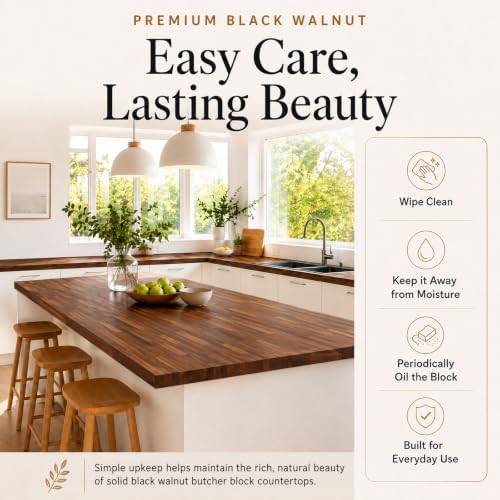 CONSDAN Walnut Butcher Block Countertop, 18" x 25" x 1.5"