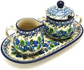 Polish Pottery Cream & Sugar Set - Blue Berries