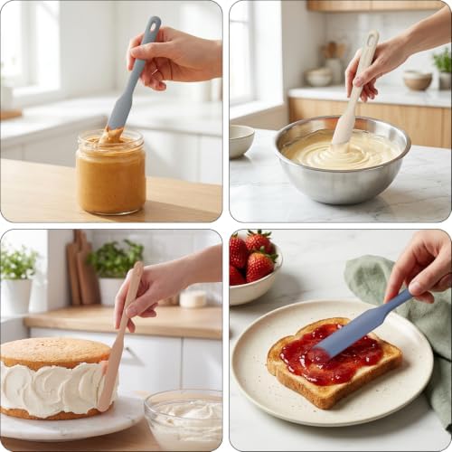 5-Piece Silicone Jar Spatula Set, 10-Inch Long Skinny Spatulas