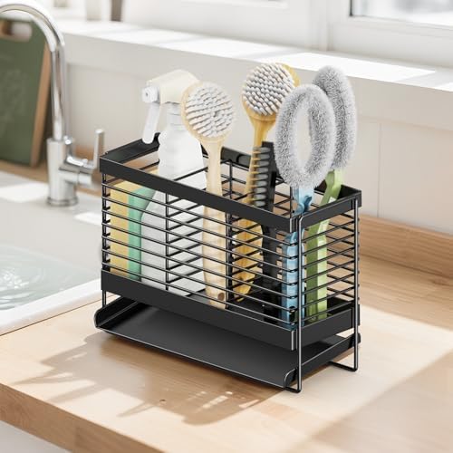 Utensil Holder, Drying Rack with Automatic Drain Tray for Kitchen