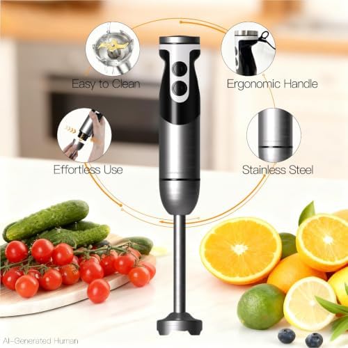 MegaWise Blender Handheld 12-Speed Stainless Steel Electric Hand