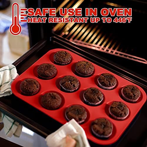 Anaeat Silicone Muffin Pan Set - Regular 12 Cups & Mini 24 Cups