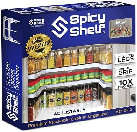Spicy Shelf 3.0 - Expandable 2 Tiered Spice Rack Organizer for Cabinet