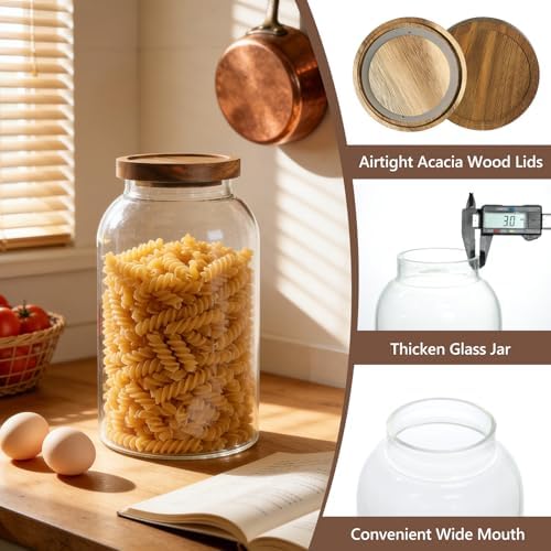88oz Glass Jars w/Acacia Lids for Flour & Sugar Storage Containers