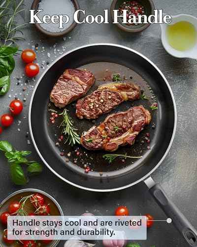 Cook N Home Professional 8/9.5/11 Inch Nonstick Frying Pan Set, Kitchen Cooking Skillets Saute Fry Pan, Induction Compatible, 3-Piece, Red