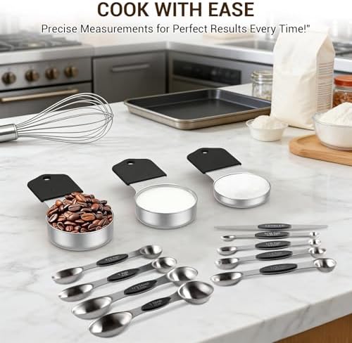 Magnetic Measuring Cups and Spoons Set 16 Piece, 304 Stainless Steel