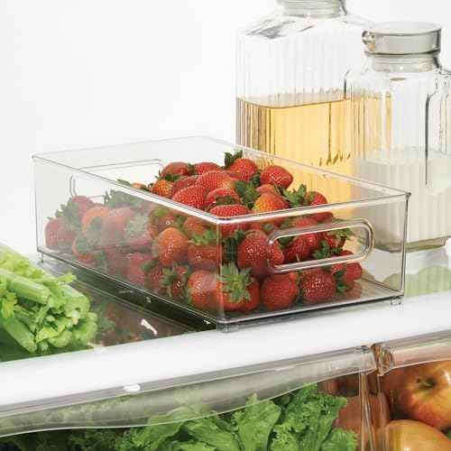 iDesign Stackable Fridge Bin, Clear, Set of 2
