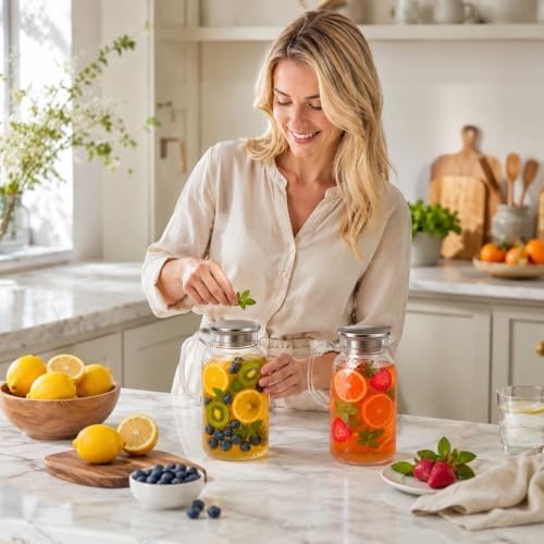 2pcs 68oz Acrylic Pitcher with Lid for Water, Fridge, Iced Tea Cold