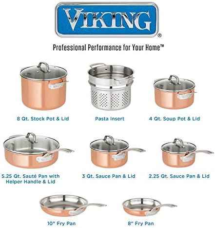 13-Piece Tri-Ply Copper Cookware Set by Viking