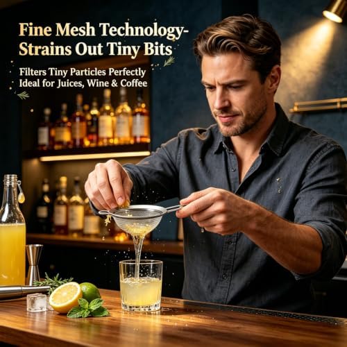 Fine Mesh Strainer Set of 3 - Stainless Steel Sieve with Handles for
