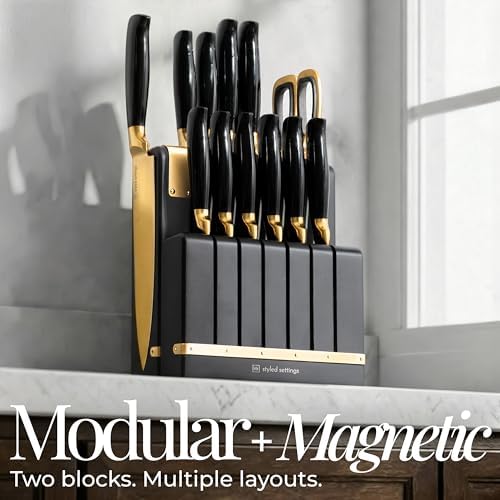 Styled Settings 12-Piece Black and Gold Knife Set
