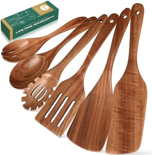 AIUHI 6-Piece Wooden Cooking Utensil Set
