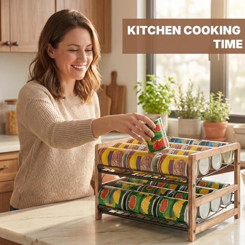 DGWJSU Can Organizer for Pantry 2-Tier, Holds up to 24 Cans Storage