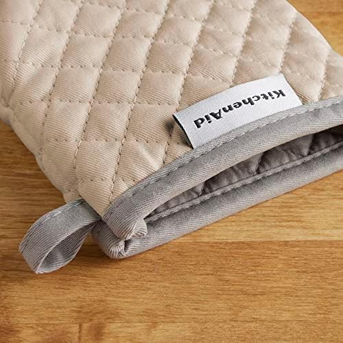 KitchenAid Asteroid Mini Oven Mitt Set, 5.5"x8", Milkshake Tan