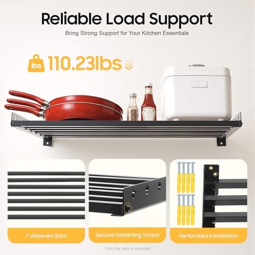 23.6 x 13.8 Inch Stainless Steel Microwave Wall Shelf