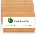 Cork Trivets for Hot Dishes Rectangle, 12" x 7" High-Density Thick