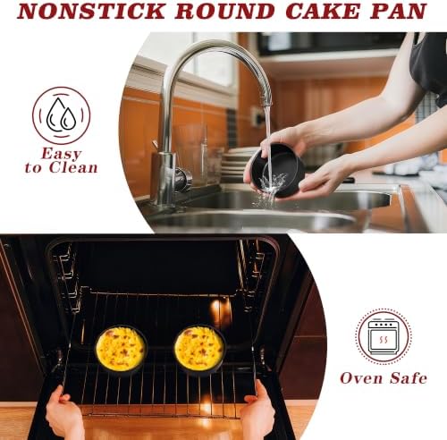 E-far 5 Inch Cake Pan, 3PCS Nonstick Stainless Steel Small Baking Cake