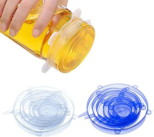 12 Pcs Silicone Stretch Lids, 6 Sizes, Blue