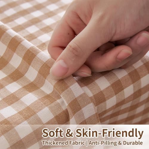 Deep Dream Gingham Ruffled Table Cloth 60 x 84 Inches, 100% Cotton