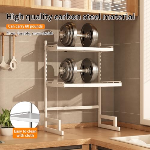 Expandable 3-Tier Microwave Oven Rack, White