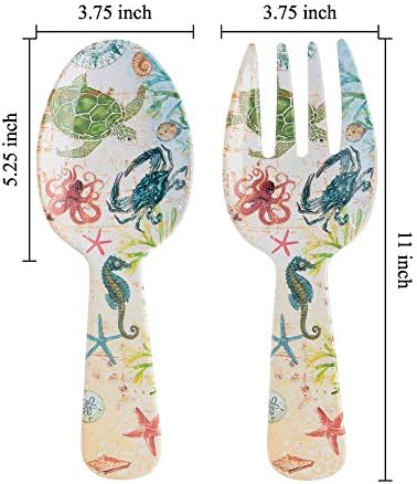 UPware Sea Life Melamine Salad Servers, Serving Utensil Set, Includes