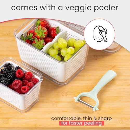 Produce Storage Containers for Fridge, Large, Set of 3