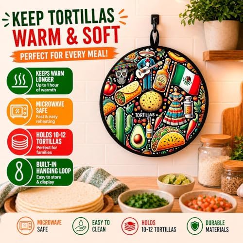 12 Inch Tortilla Warmer Microwave Safe – Insulated Pouch Keeps