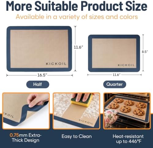 Silicone Baking Mats, Set of 3, BPA-Free