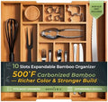 keechee Carbonized Bamboo Drawer Organizer, 10 Slots