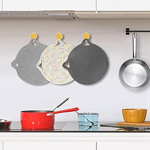 12" Pure Cotton Trivets Set with 0.35" Thick (3 Pcs, Grey)
