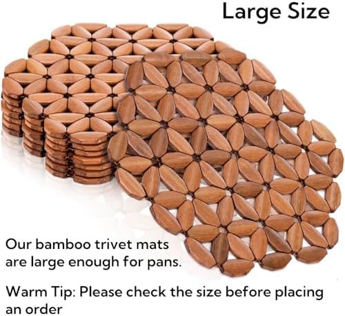 Tlence 8 Pack Bamboo Trivet Mat, Bamboo Hot Plate Pad, Heat Resistant