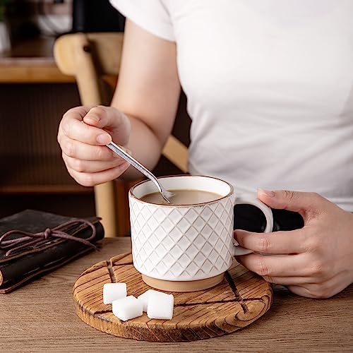 GBhome 12oz Stackable Coffee Mugs with Stand, Ceramic Coffee Cups Set