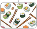 OTVEE Whimsical Sushi Print Dish Drying Mat for Kitchen Counter