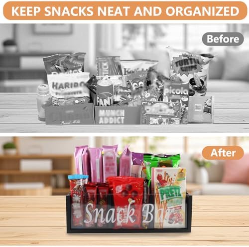 Snack Organizer for Countertop, 4 Compartments Snack Containers with