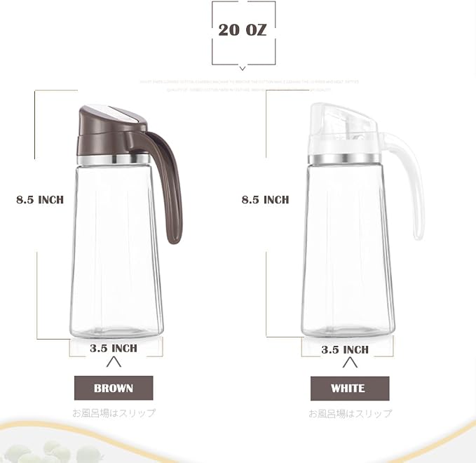 Marbrasse Oil Dispenser for Kitchen, 20 OZ /600ml Leakproof Glass Oil Bottle - Image 2