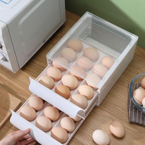 Double Layer Eggs Container with Drawers Practical Organizer Easy to