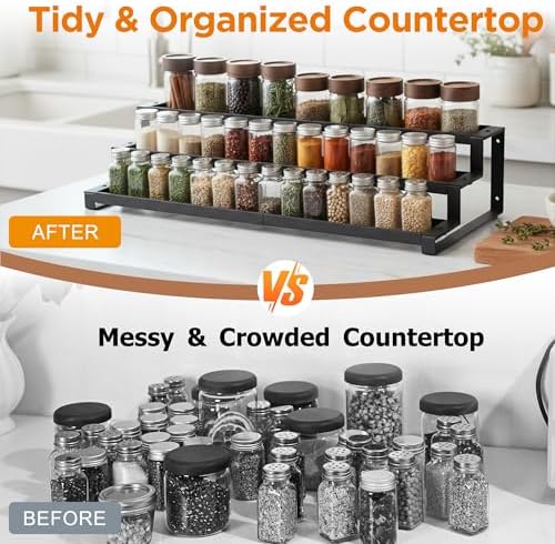 3-Tier Expandable Spice Rack, 16"-29", Black