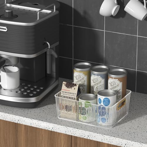 Kekow 6-Pack Clear Pantry Organizer Bins, Plastic Storage Bins with