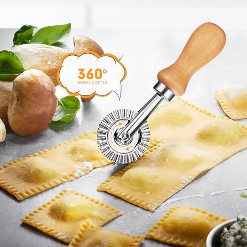 2Pcs Pasta Cutter Wheel Stainless Steel Fluted Pastry Ravioli Cutter
