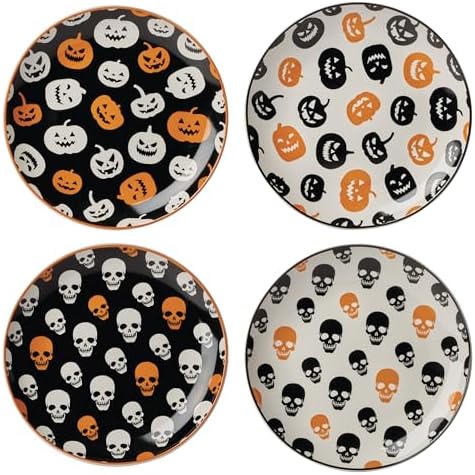 Oneida Vintro Halloween 4-Piece Accent Plates, Appetizer Plate Set for