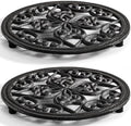 Coloch 2 Pack Cast Iron Trivet, 7.1 Inch Round Metal Trivet with