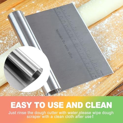 ZukoCert 2-Pack Stainless Steel Bench Scraper – Durable Dough Cutter