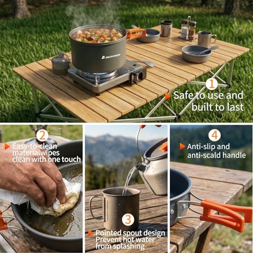 18-Piece Large Capacity Camping Cookware Set Aluminum Mess Kit