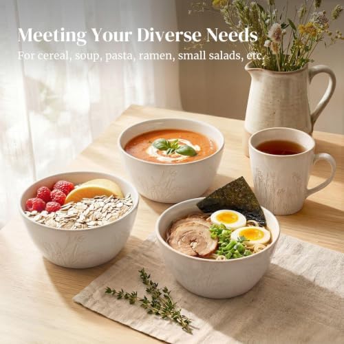 DOWAN Large Soup Bowls, 32 OZ Ceramic Cereal Bowls Set of 4