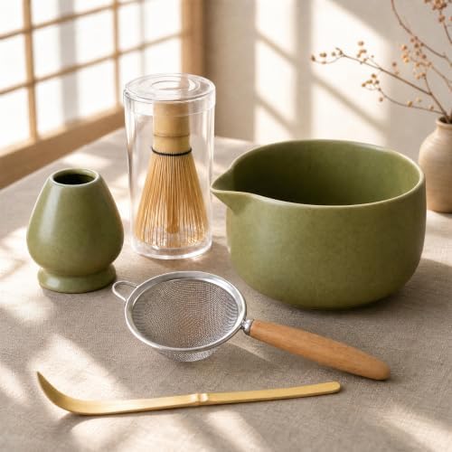 5-Piece Matcha Whisk Set, Green