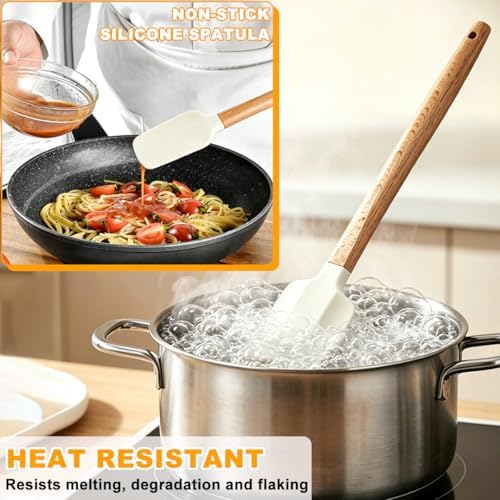 Silicone Spatula Set - 7 Piece Food Grade Rubber Spatula, Heat